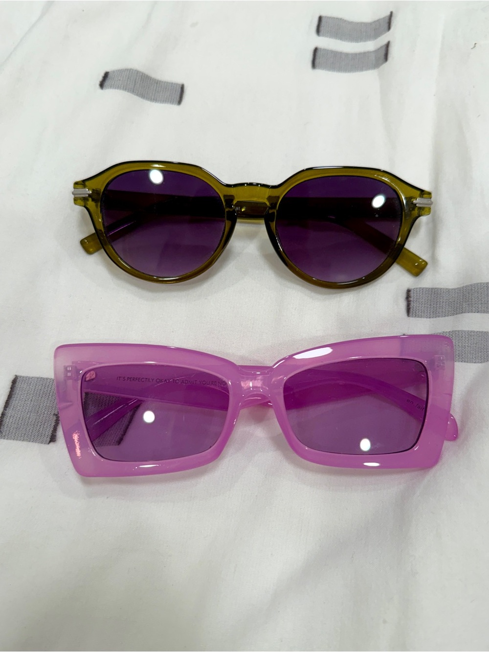 2 Pairs of fun Pink and Green Sunglasses